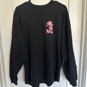 Disneyland Parks Mickey Mouse Candy Cane Christmas Spirit Jersey Black Size S